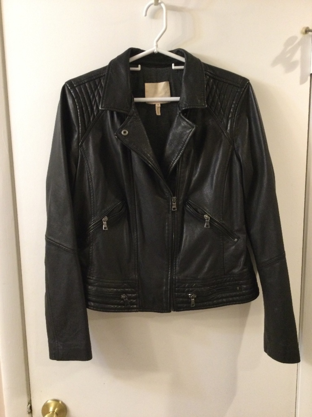 Rebecca Taylor Black Leather Moto Jacket Biker Coat W-s Size 10
